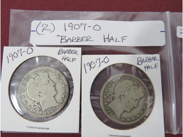 (2) 1907-O Barber Half