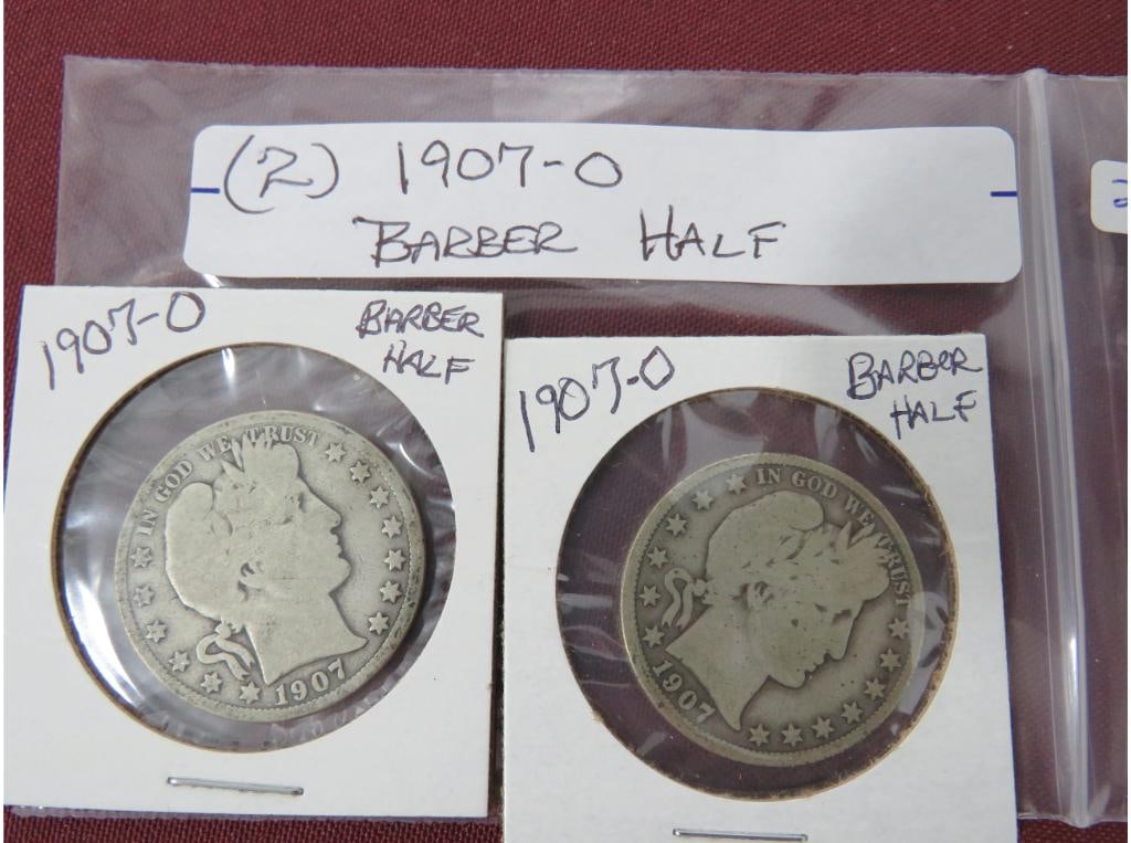 (2) 1907-O Barber Half: A great addition to anyone's collection!