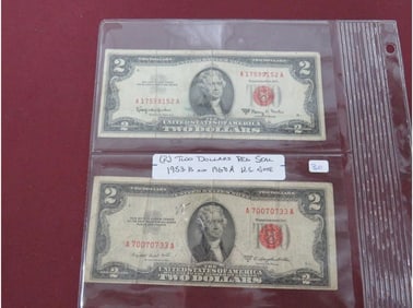 (2) Two Dollars Red Seal