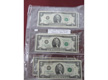 (9) 1995 $2.00 Federal Reserve Green Seal