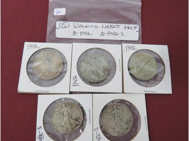(5) Walking Liberty Half
