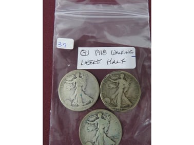 (3) 1918 Walking Liberty Half