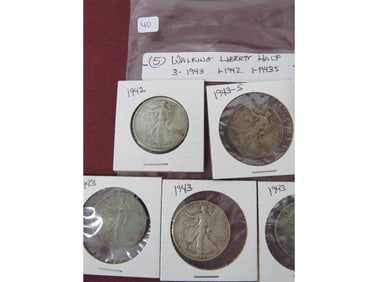 (5) Walking Liberty Half