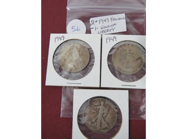 (2) 1949 Franklin (1) Walking Liberty