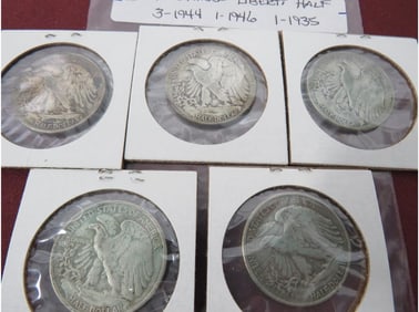 (5) Walking Liberty Half