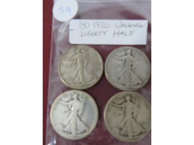(4) 1920 Walking Liberty Half