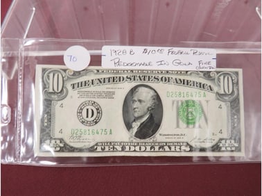 1928 $10.00 Fed. Reserve Redeemable in Gold