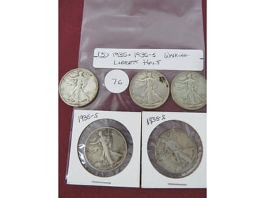 (5) 1934-1935 Walking Liberty Half