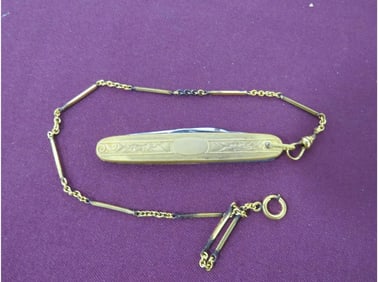 10Kt Gold Knife & Chain (Not Blade)