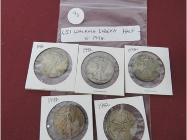 (5) Walking Liberty Half