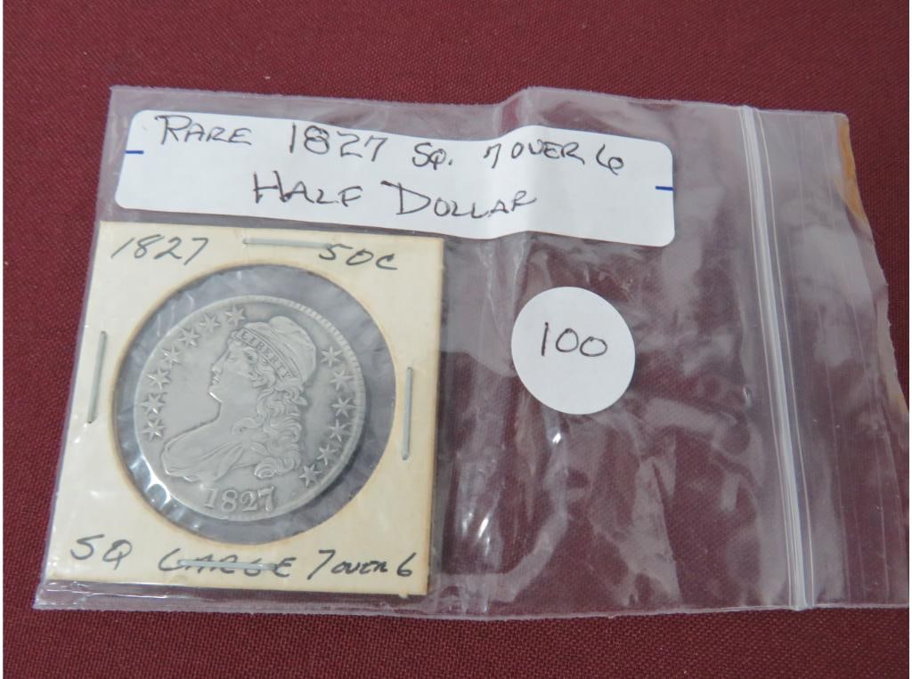 Rare 1827 Sq 7 over 6 Half Dollar: A great addition to anyone's collection!