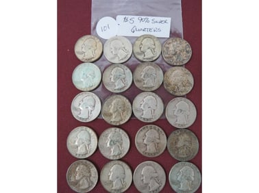 $5.00 90% Silver Quarters
