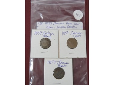 (3) 1859 Indian Head Cent