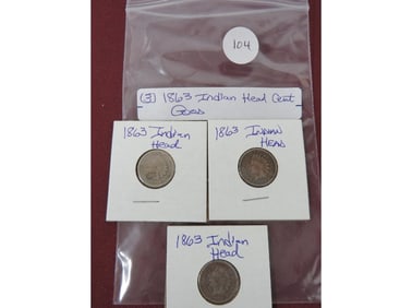 (3) 1863 Indian Head Cent