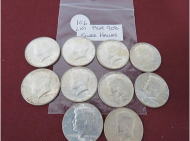 (10) 1964 90% Silver Halves