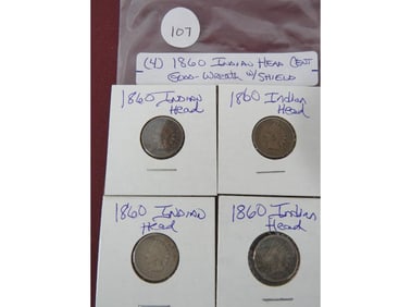 (4) 1866 Indian Head Cent