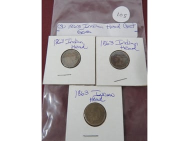 (3) 1863 Indian Head Cent