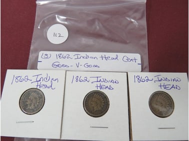 (3) 1862 Indian Head Cent