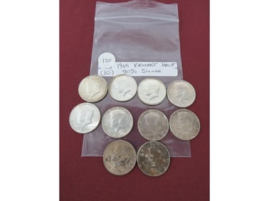 (10) 1964 Kennedy Half 90% Silver