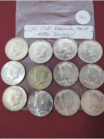 (12) 1967 Kennedy Half 40% Silver