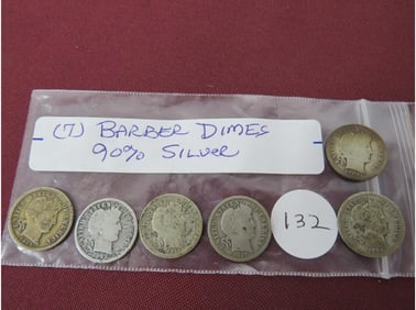(7) Barber Dimes 90% Silver