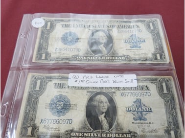 (2) 1923 Large Note $1.00 Silver Cert. Blue Seal