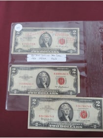 (3) Two Dollar Red Seal