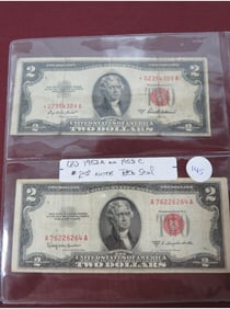 (2) 1953 & 1953 C $2 Note Red Seal