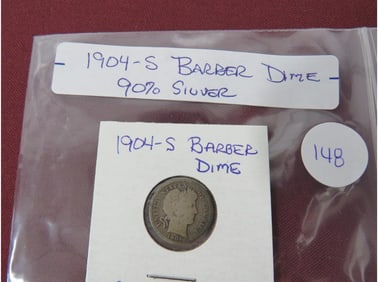 1904-S Barber Dime 90% Silver
