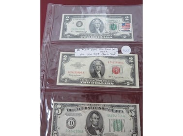 (2) $2 Note 1976 First Day, 1953 A and 1934 $5 Gre