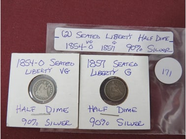 (2) Seated Liberty Half Dime