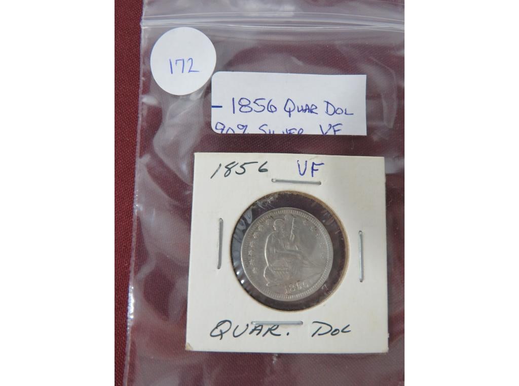 1836 Quarter Dollar: 90% Silver, VF