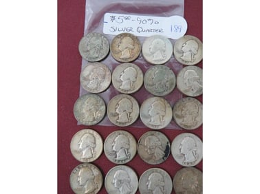 $5 90% Silver Quarters