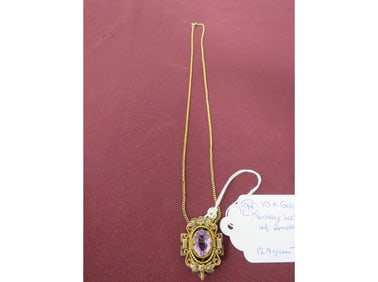10K Gold Vintage Locket w/ Amethyst