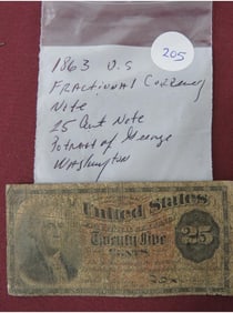 1863 U.S. Fractional Currency Note 25 cent note