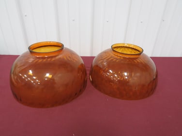 Pair Amber Orange/Gold Optic Dome Shade
