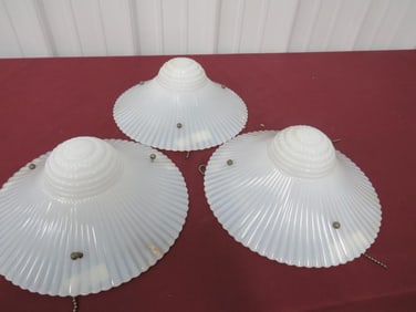1940's Glass Ceiling Night Lamp Shades 3-Hole