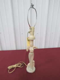 Aladdin Alacite  Art Deco Lamp with Lady & Dog Figurine