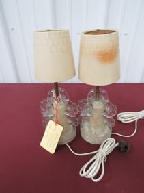 Aladdin Pair Dresser Lamps Crystal Floral