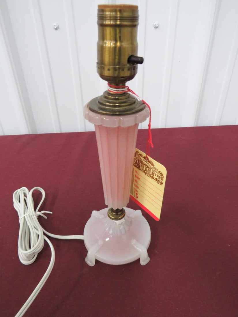 Aladdin Pink Fluted Satin Glass Table Lamp (1 of 5)