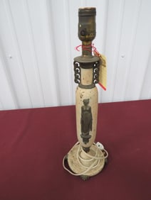 Aladdin Art Nouveau Metal Lamp with Lady Figurine