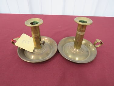 Pair Brass Candle Holders 2 Pc
