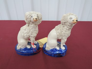 Pair Staffordshire Poodle Statues