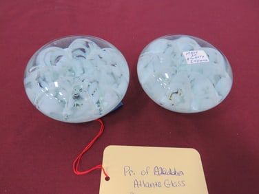 Pair Of Atlanta Indiana Paperweights