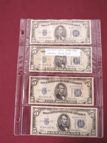 (4) $1.00 Silver Certificates 1934A&D Blue Seal