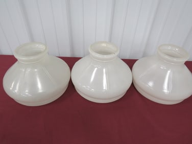 (3) Milk Glass Oil Lamp Shades