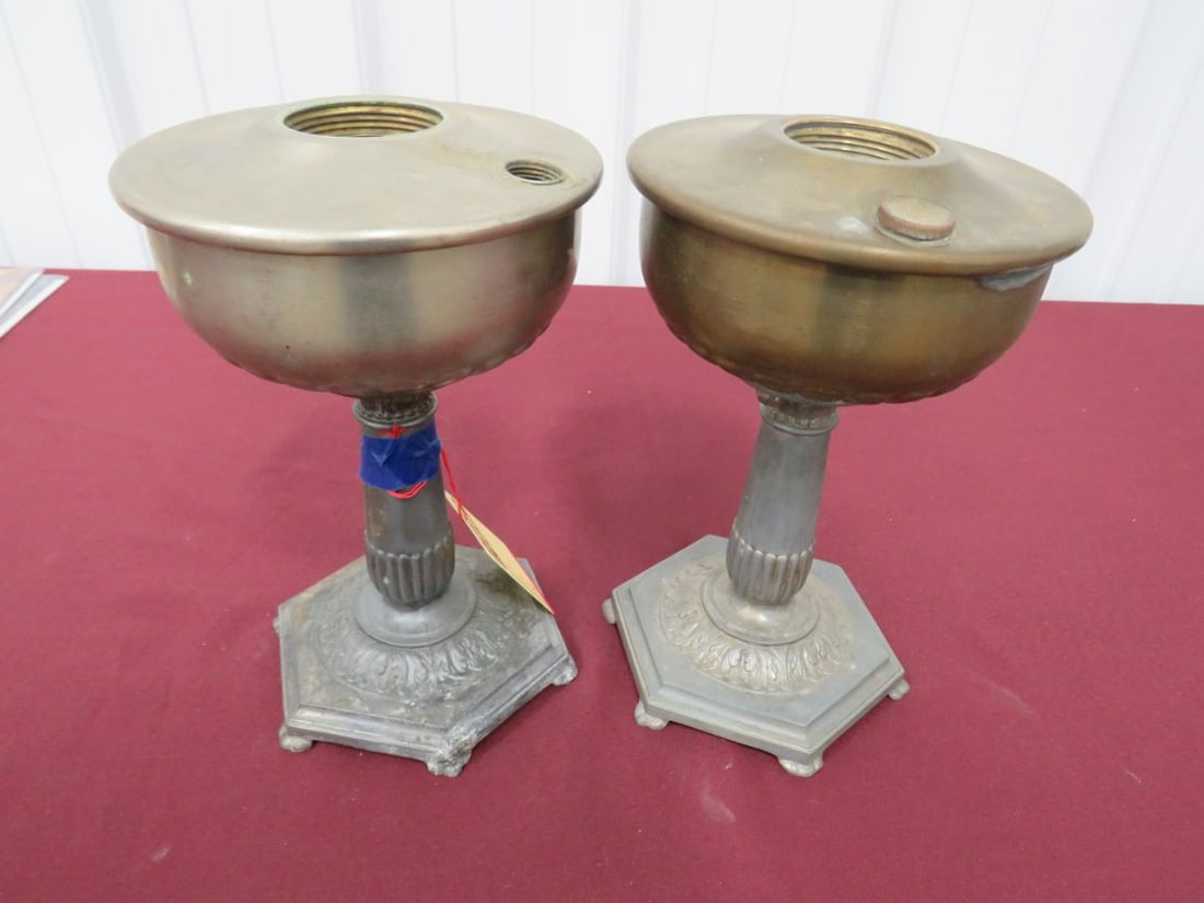 (2) Aladdin Metal Oil Lamp Bases: 2 Pieces