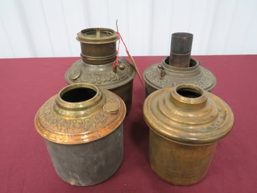 (4) Antique Brass Oil Lamp Fonts