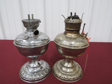 (2) Metal Oil Lamp Bases