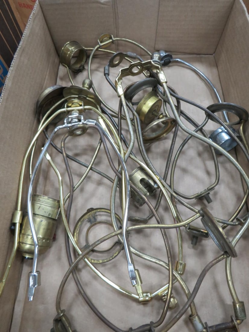 2-Boxes Assorted Lamp Parts: Assorted Sockets, Harps